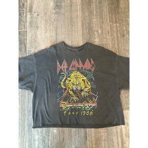 Vintage Def Leppard 1988 Hysteria Tour Graphic Tee Xl Black Distressed